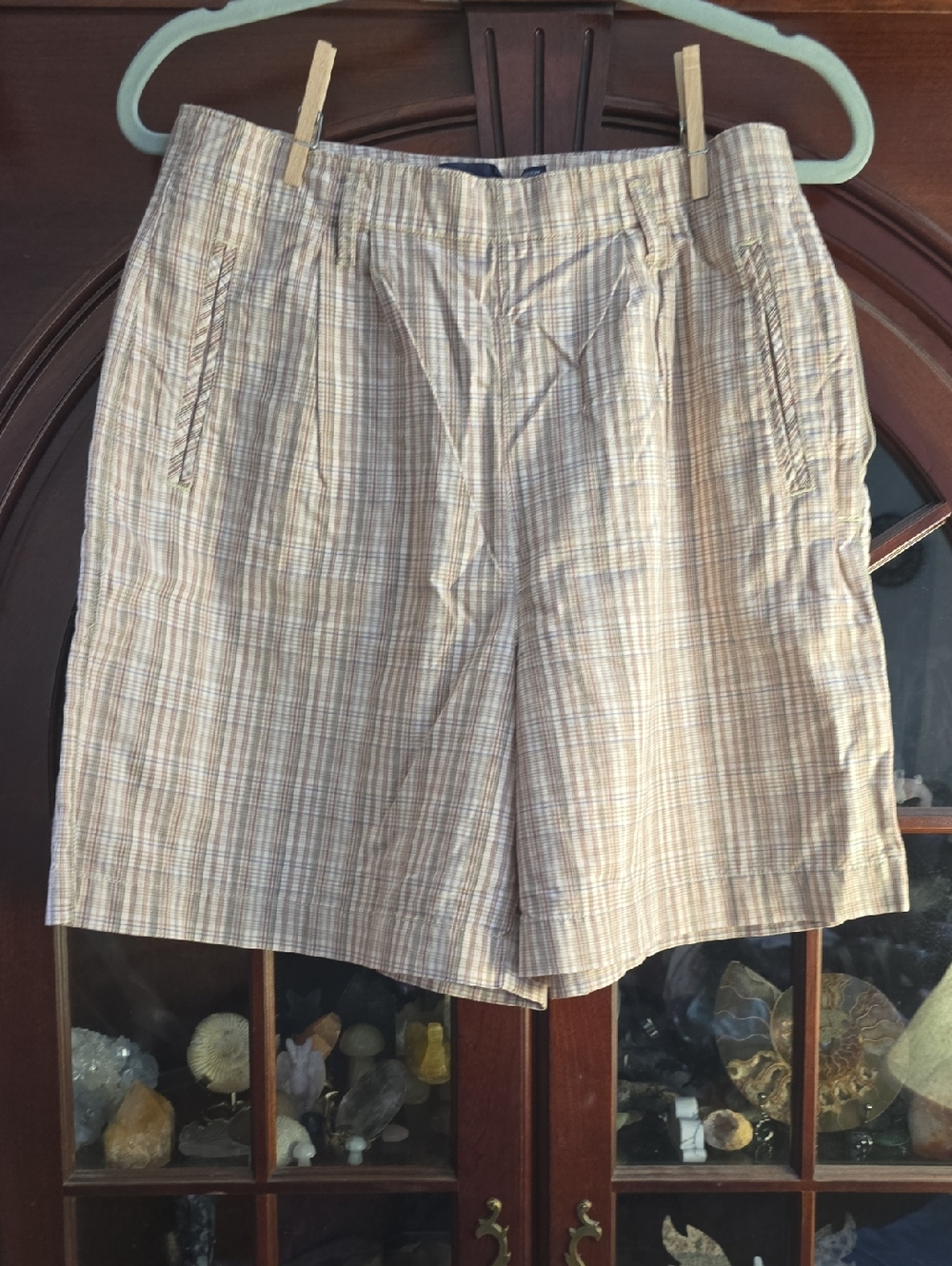 Dockers Beige Plaid Flat-Front Women's Shorts